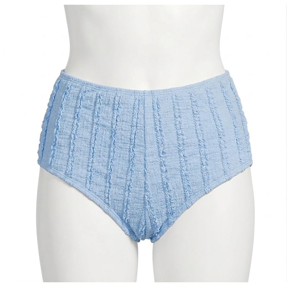 NWT No Boundaries Blue Textured High-Waisted Swim Boyshorts M
